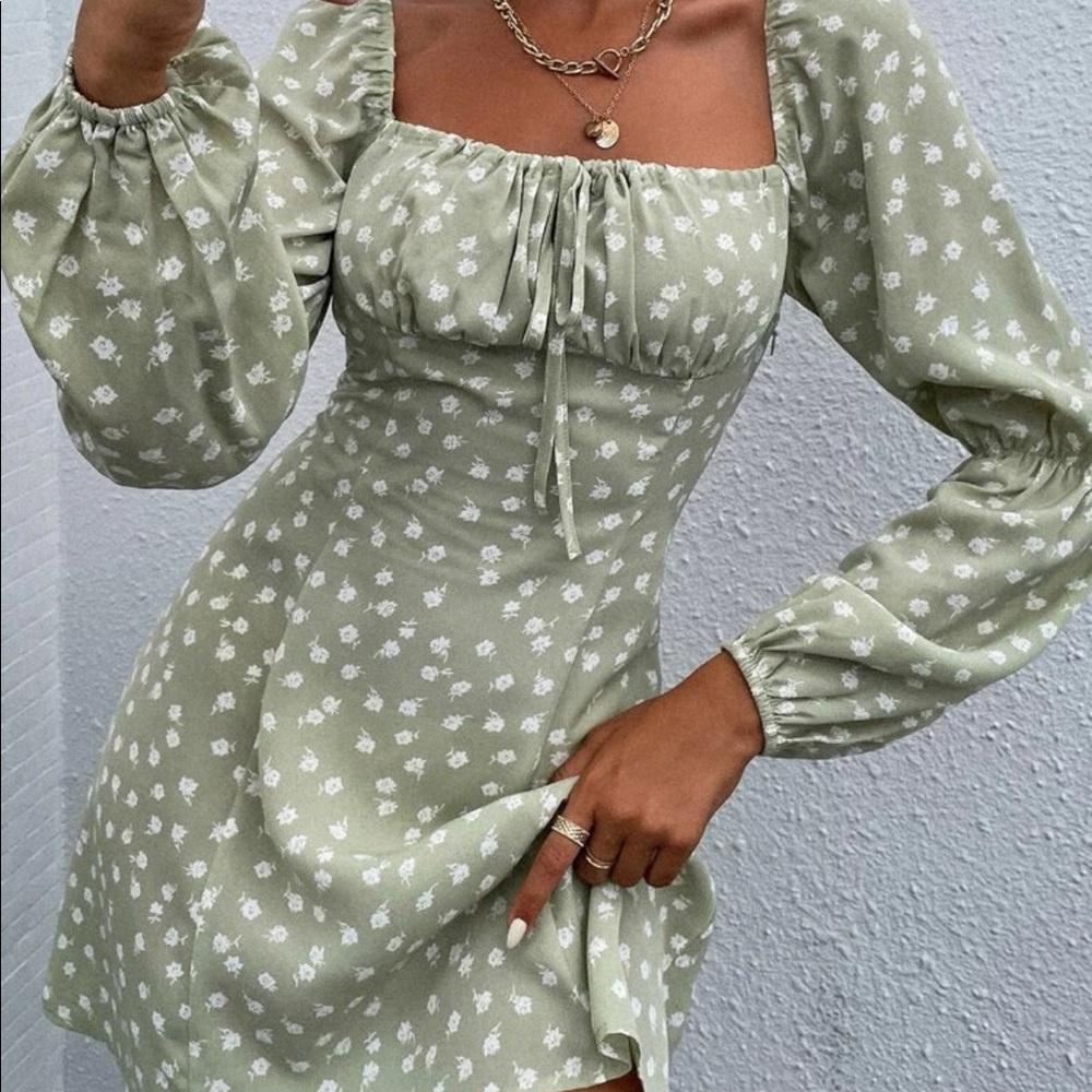 Sage Floral Dress